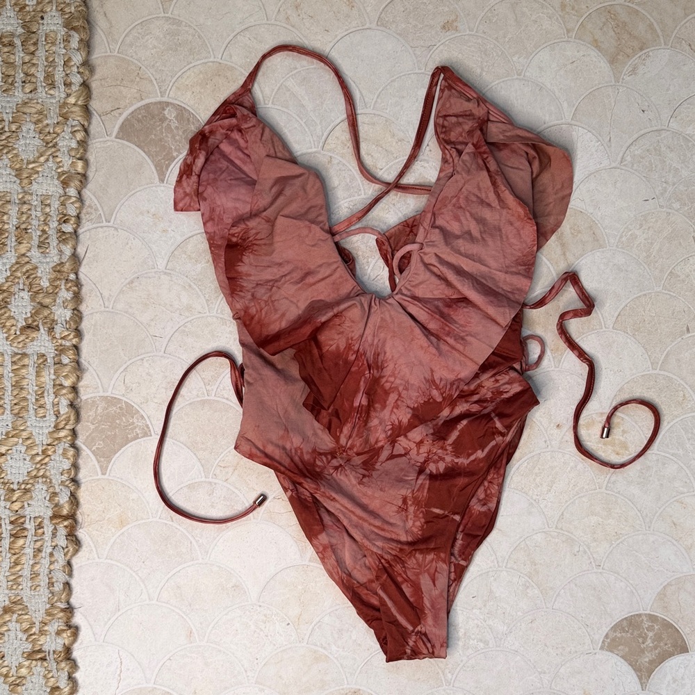 Blue Life- Rust Tie-Dye One-Piece Swimsuit